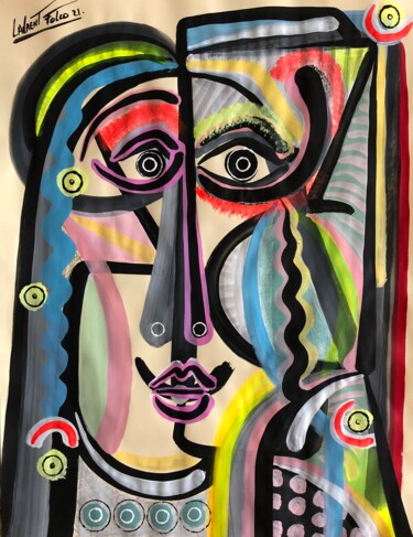 Painting titled "Madame James." by Laurent Folco, Original Artwork, Acrylic