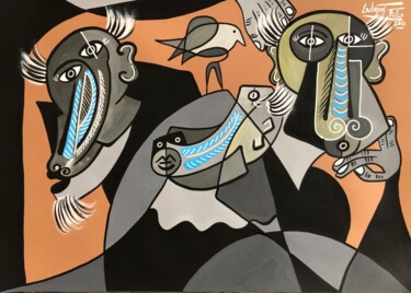 Painting titled "Les 3 singes" by Laurent Folco, Original Artwork, Acrylic