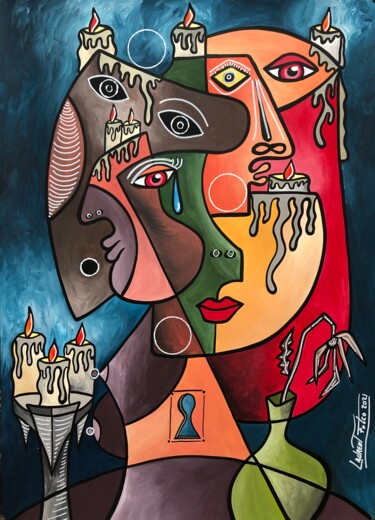 Malerei mit dem Titel "Imaginer l’amour." von Laurent Folco, Original-Kunstwerk, Acryl