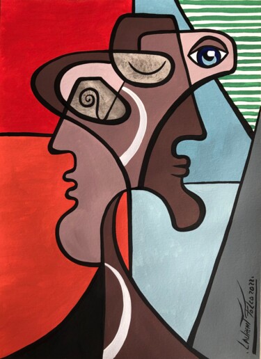 Painting titled "Face au feu." by Laurent Folco, Original Artwork, Acrylic