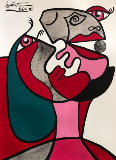 Peinture intitulée "Bisous" par Laurent Folco, Œuvre d'art originale, Acrylique