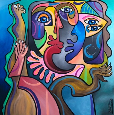 Painting titled "La danse de la vie" by Laurent Folco, Original Artwork, Acrylic Mounted on Wood Stretcher frame