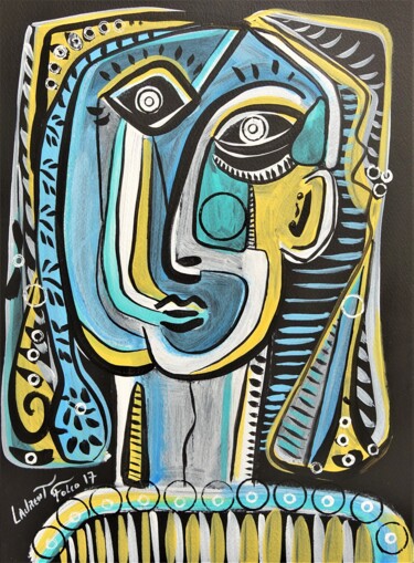 Peinture intitulée "portrait tribal" par Laurent Folco, Œuvre d'art originale, Acrylique