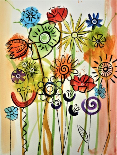 Peinture intitulée "flowers" par Laurent Folco, Œuvre d'art originale, Acrylique