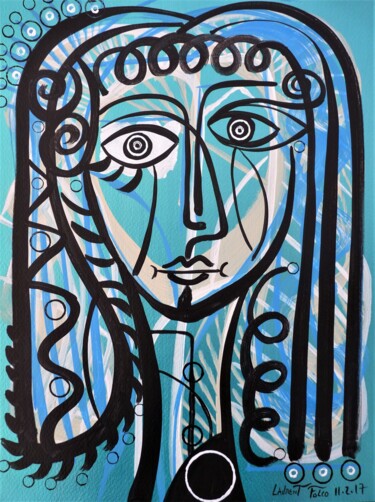 Malerei mit dem Titel "portrait cubiste" von Laurent Folco, Original-Kunstwerk, Acryl