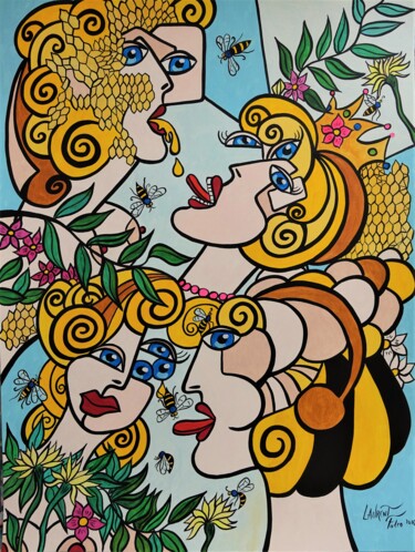 Pittura intitolato "les abeilles" da Laurent Folco, Opera d'arte originale, Acrilico