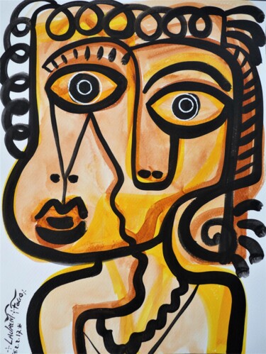 "portrait cubiste" başlıklı Tablo Laurent Folco tarafından, Orijinal sanat, Akrilik