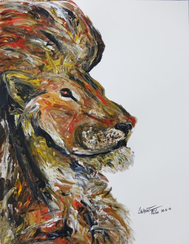 Painting titled "lion" by Laurent Folco, Original Artwork, Acrylic