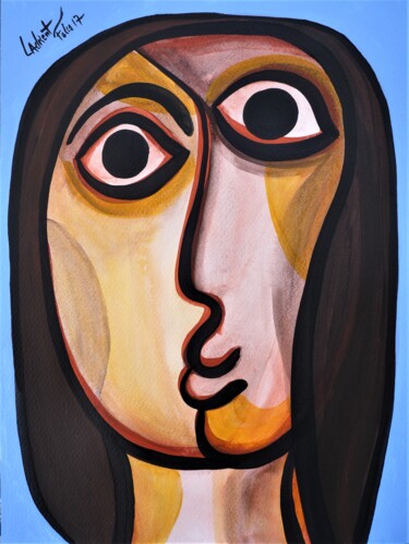 Painting titled "portrait feminin" by Laurent Folco, Original Artwork, Acrylic