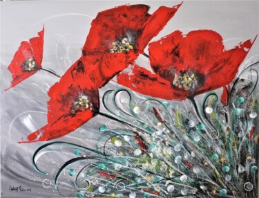 Painting titled "coquelicots" by Laurent Folco, Original Artwork, Acrylic