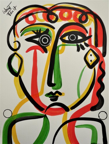 Malerei mit dem Titel "portrait feminin" von Laurent Folco, Original-Kunstwerk, Acryl