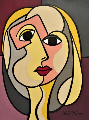 Malerei mit dem Titel "portrait feminin" von Laurent Folco, Original-Kunstwerk, Acryl