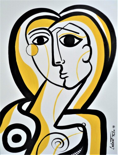 Malerei mit dem Titel "portrait feminin" von Laurent Folco, Original-Kunstwerk, Acryl