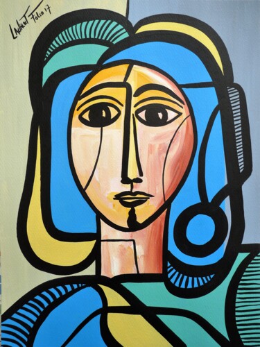 Painting titled "portrait féminin" by Laurent Folco, Original Artwork, Acrylic