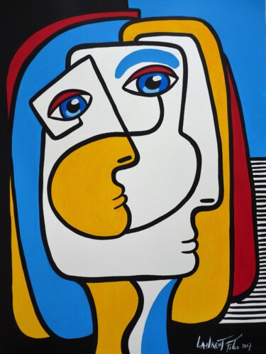 Painting titled "portrait feminin" by Laurent Folco, Original Artwork, Acrylic