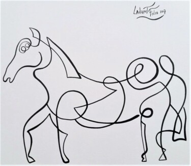 Painting titled "Horse" by Laurent Folco, Original Artwork, Acrylic