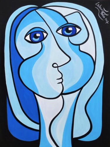 Painting titled "La femme bleu." by Laurent Folco, Original Artwork, Acrylic