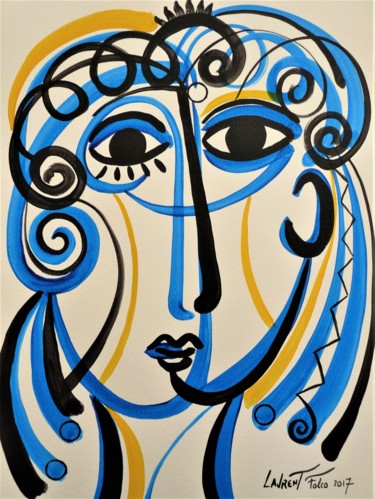portrait feminin Peinture intitulée "portrait feminin" par Laurent Folco, Œuvre d'art originale, Acrylique