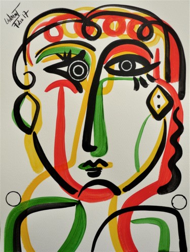 portrait feminin Peinture intitulée "portrait feminin" par Laurent Folco, Œuvre d'art originale, Acrylique