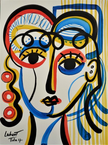 portrait feminin Peinture intitulée "portrait feminin" par Laurent Folco, Œuvre d'art originale, Acrylique