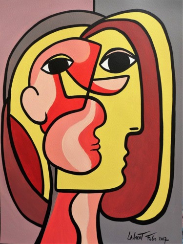 portrait feminin Peinture intitulée "portrait feminin" par Laurent Folco, Œuvre d'art originale, Acrylique