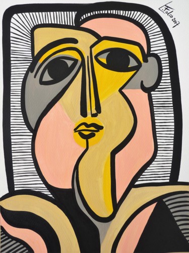 portrait féminin Peinture intitulée "portrait féminin" par Laurent Folco, Œuvre d'art originale, Acrylique