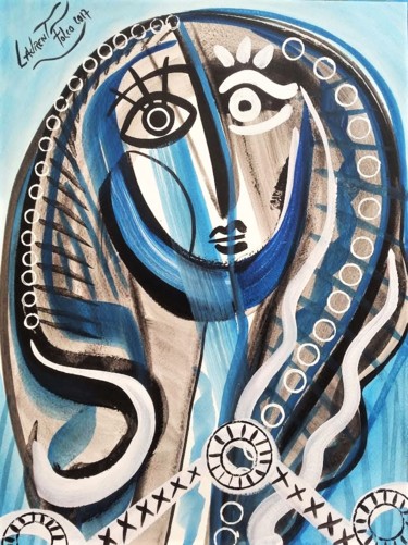 Portrait féminin. Peinture intitulée "Portrait féminin." par Laurent Folco, Œuvre d'art originale, Acrylique