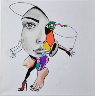Painting titled "femme objet" by Laurent Garcia, Original Artwork, Acrylic