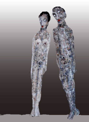 Scultura intitolato "couple." da Laurent Hunzinger, Opera d'arte originale, Pietra