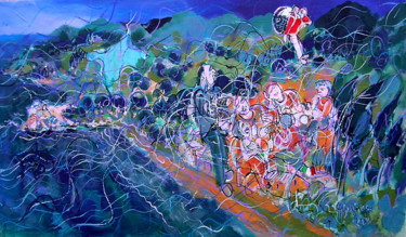 Malerei mit dem Titel "Envol de tente en S…" von Laurent Hunzinger, Original-Kunstwerk, Acryl
