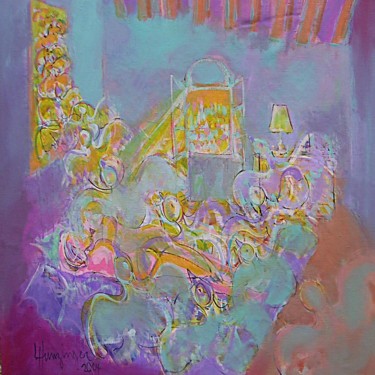 Painting titled "Le lit" by Laurent Hunzinger, Original Artwork