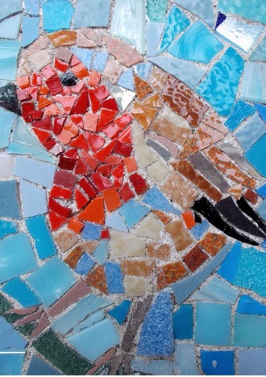 Scultura intitolato "rouge gorge" da Laurent Hunzinger, Opera d'arte originale, Mosaico