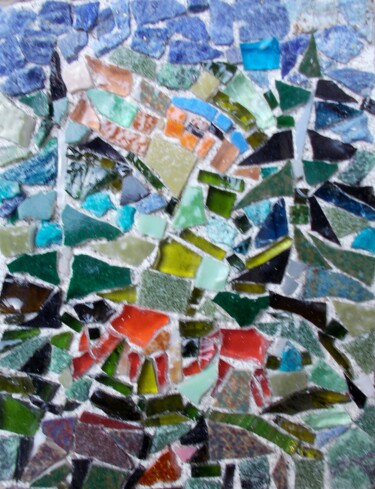 Escultura titulada "Paysage habité" por Laurent Hunzinger, Obra de arte original, Mosaico Montado en Otro panel rígido
