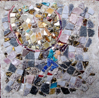 Scultura intitolato "Porteur" da Laurent Hunzinger, Opera d'arte originale, Mosaico Montato su Altro pannello rigido