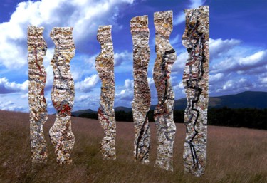 Sculpture intitulée "6-panneaux-decales.…" par Laurent Hunzinger, Œuvre d'art originale, Installation d'art