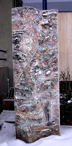 Escultura titulada "Panneau ondulé" por Laurent Hunzinger, Obra de arte original, Mosaico