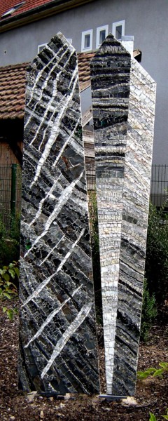 Sculpture titled "oblique-et-degrade.…" by Laurent Hunzinger, Original Artwork, Mosaic