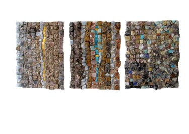 Scultura intitolato "TRIO" da Laurent Hunzinger, Opera d'arte originale, Mosaico Montato su Altro pannello rigido