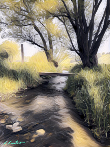 Arts numériques intitulée "Ruisseau à Jamagne" par Laurent Lambert, Œuvre d'art originale, Peinture numérique