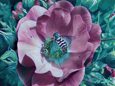 Digitale Kunst mit dem Titel "Série Fleurs 6" von Laurent Lambert, Original-Kunstwerk, Fotomontage