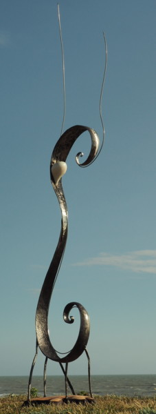 Sculptuur getiteld "EVENEMENT" door Laurent Letard Sculpteur Empreinte De Vi, Origineel Kunstwerk, Metalen
