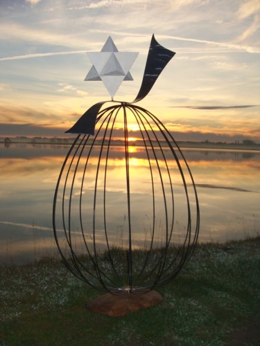 Sculpture intitulée "Comète" par Laurent Letard Sculpteur Empreinte De Vi, Œuvre d'art originale, Métaux