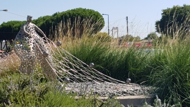 Sculpture titled "Pêcheur" by Laurent Maëro, Original Artwork, Stainless Steel