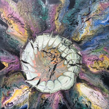 Peinture intitulée "Cracked Flower" par Laurent Magrez (LMag), Œuvre d'art originale, Acrylique Monté sur Châssis en bois