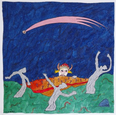 Peinture intitulée "MDCXVIII entre autr…" par Laurent Mangepapier, Œuvre d'art originale, Aquarelle