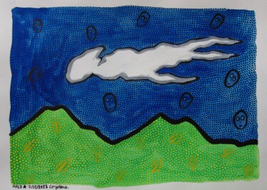 Σχέδιο με τίτλο "Nuage ???" από Laurent Mangepapier, Αυθεντικά έργα τέχνης, Ακουαρέλα
