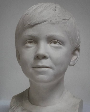 Sculptuur getiteld "Portrait d'enfant" door Laurent Mc, Origineel Kunstwerk, Gips