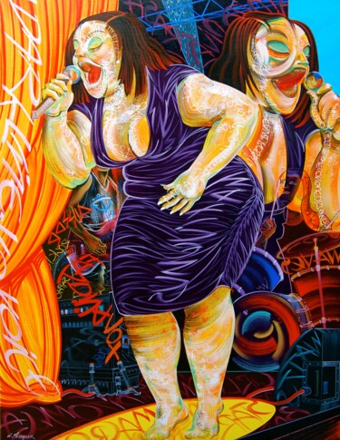 Картина под названием "Beth Dito" - Laurent Messager, Подлинное произведение искусства, Масло Установлен на Деревянная рама…