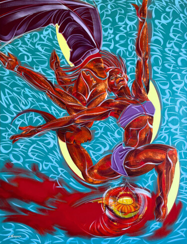 Pintura titulada "Air Dance" por Laurent Messager, Obra de arte original, Oleo Montado en Bastidor de camilla de madera