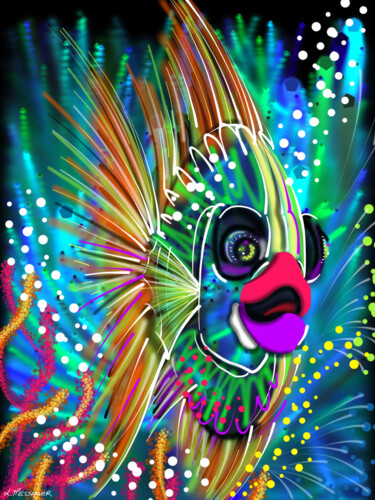 Digital Arts titled "Fish" by Laurent Messager, Original Artwork, Digital Painting